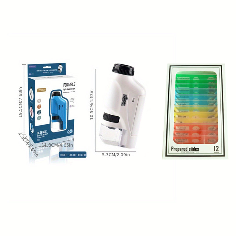 Pocket Microscope for Kids, Portable Handheld Mini Microscope Toy, Kids Microscope with LED Light 60X-120X Explore the Wonders of Nature with This Portable Microscope Toy